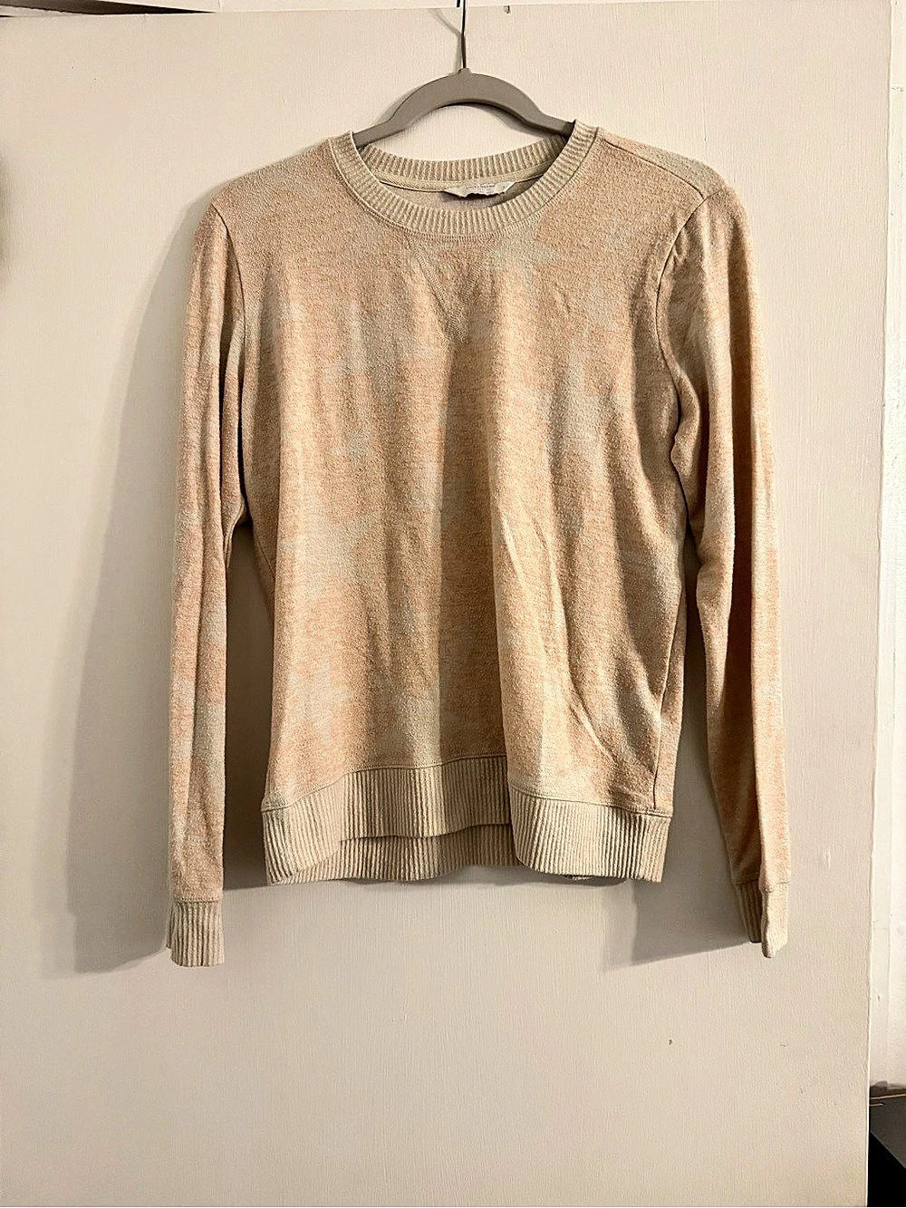 Lucky Brand Crew Neck Color Block Sweater in Pink & Gray Size Small